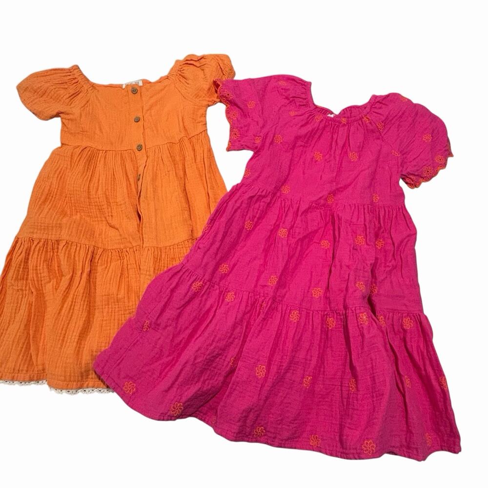 2 Girls Summer Dresses Size 10 RACHEL ZOE CAT & JACK Pink bright Beach vacation